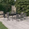 9 Piece Patio Dining Set Gray and Black