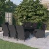 9 Piece Patio Dining Set Dark Gray