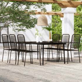 7 Piece Patio Dining Set Black