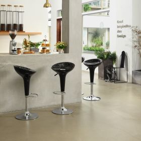 Set of 2 Swivel Adjustable Height Bar Stools; Black