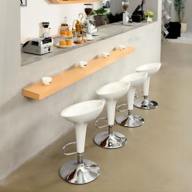 Set of 2 Swivel Adjustable Height Bar Stools; White