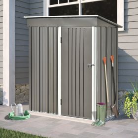 TOPMAX Patio 5ft Wx3ft. L Garden Shed; Metal Lean-to Storage Shed with Lockable Door; Tool Cabinet for Backyard; Lawn; Garden; Gray