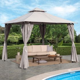 10x10 Ft Outdoor Patio Garden Gazebo Canopy, Outdoor Shading, Gazebo Tent With Curtains