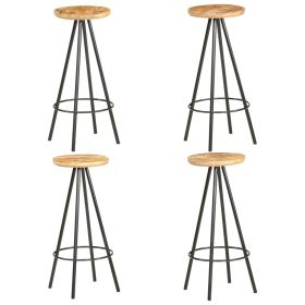 Bar Stools 4 pcs Rough Mango Wood