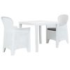 3 Piece Bistro Set Plastic White Rattan Look