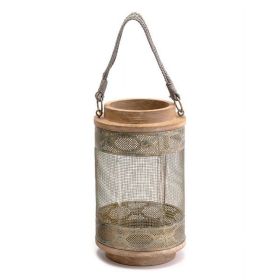 Small Wood Lantern Gray