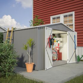 10X8 FT Outdoor Storage Shed, All Weather Metal Sheds withLockable Doors, Tool Shed for Garden, Patio, Backyard, Lawn, Grey