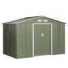 9' x 6' Outdoor Storage Shed, Garden Tool House with Foundation, 4 Vents, and 2 Easy Sliding Doors for Backyard, Patio, Garage, Lawn, Green