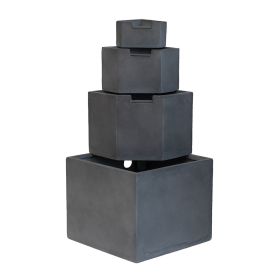 Grey Cement 4 Tier Block Outdoor Garden Water Fountain