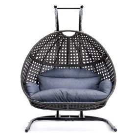 Outdoor Wicker Patio Double-Seat Swing Chair With Cushion