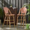 Wicker Bar Stool with Aluminum Frame (Set of 2)