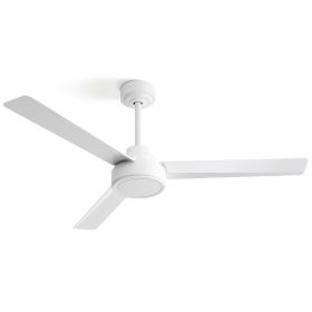 52" Ceiling Fan Without Light, 3 ABS Blades Farmhouse Ceiling Fan with Remote Control 6-speed Reversible DC Motor White for Living Room, Bedroom