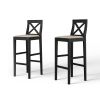 Bar Chair Counter Height Stool with Backrest, Padded Seat & Footrest, Wood Kitchen Island Chair, Vintage Dining Room Chair for Home, Pub,Black