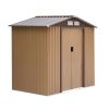 Outsunny 7' x 4' Outdoor Storage Shed, Garden Tool House with Foundation, 4 Vents and 2 Easy Sliding Doors for Backyard, Patio, Garage, Lawn, Yellow