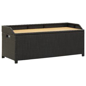 Patio Storage Bench 47.2" Poly Rattan Black