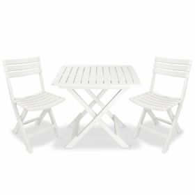 3 Piece Folding Bistro Set Plastic White