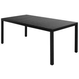 Patio Table Black 72.8"x35.4"x29.1" Aluminum and WPC