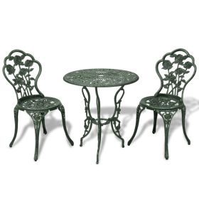 3 Piece Bistro Set Cast Aluminum Green