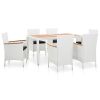 7 Piece Outdoor Dining Set Poly Rattan White