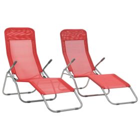 Folding Sun Loungers 2 pcs Textilene Red