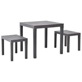 Garden Table with 2 Benches Plastic Brown