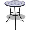 Bistro Table Blue and White 23.6" Mosaic