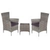 3 Piece Bistro Set Poly Rattan Gray