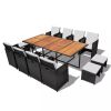 13 Piece Outdoor Dining Set Poly Rattan & Acacia Wood Black