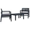 3 Piece Garden Lounge Set Plastic Anthracite