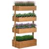 Outsunny Vertical Garden Planter, Wooden 4 Tier Planter Box, Self-Draining with Non-Woven Fabric for Outdoor Flowers, Vegetables and Herbs, Orange