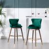 Leland Fabric Upholstered Wingback Bar Stools, Set of 2, Green