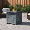 25" H Steel Outdoor Fire Pit Table with Lid