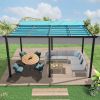 11 X 16 FT Outdoor Living Outdoor Retractable Pergola with Weather-Resistant Canopy Aluminum Garden Pergola Patio Grill Gazebo for Courtyard -Lake Blu