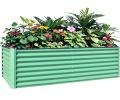 8x4x2 ft Galvanized Raised Garden Bed, Outdoor Planter Garden Boxes Large Metal Planter Box for Gardening Vegetables Fruits Flowers,Green