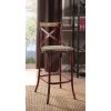 Antique Red and Antique Oak Bar Stool with Cross Back