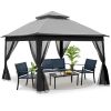 Outdoor 11x 11Ft Pop Up Gazebo Canopy With Removable Zipper Netting,2-Tier Soft Top Event Tent,Suitable For Patio Backyard Garden Camping Area,Grey