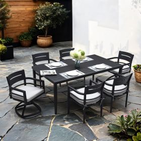 7-Piece Outdoor Patio Aluminum Furniture, Modern Dining Set