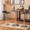 Baxton Black Adjustable Height Wood and Chrome Metal Bar Table and 2 Black Chrome Air Lift Adjustable Swivel Stools Set