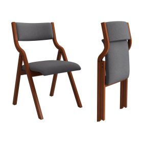 Upholstered folding Dining chair, space saving, easy to carry, Dining Room,No assembly required,2-Pack-Grey+Cherry