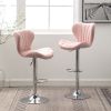 Ellston Upholstered Adjustable Swivel Barstools in Pink, Set of 2