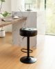 Round Storage Bar Stool Set of 2, Black Faux Leather Height Adjustable Barstool, 360Â°Counter Height Swivel Stool