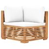 Garden Corner Sofa with Cream Cushion Solid Teak Wood