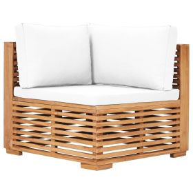 Garden Corner Sofa with Cream Cushion Solid Teak Wood