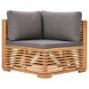 Garden Corner Sofa with Gray Cushion Solid Teak Wood