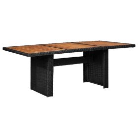 Patio Dining Table Black 78.7"x39.4"x29.1" Poly Rattan