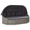 Outdoor Lounge Bed with Canopy Poly Rattan Gray