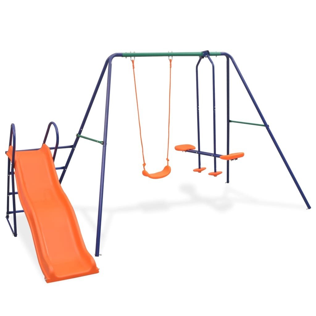 Swing Set With Slide & 3 Seats Orange Swing Set With Slide & 3 Seats Orange