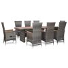 9 Piece Poly Rattan Outdoor Dining Set With Cushions