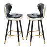 Jinsi Nan Leather Bar Stool 360 Rotating Bar Stool with Backrest and Foot Pedals for Bars, Kitchen, Dining Room, Living Room & Bistro