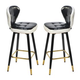 Jinsi Nan Leather Bar Stool 360 Rotating Bar Stool with Backrest and Foot Pedals for Bars, Kitchen, Dining Room, Living Room & Bistro